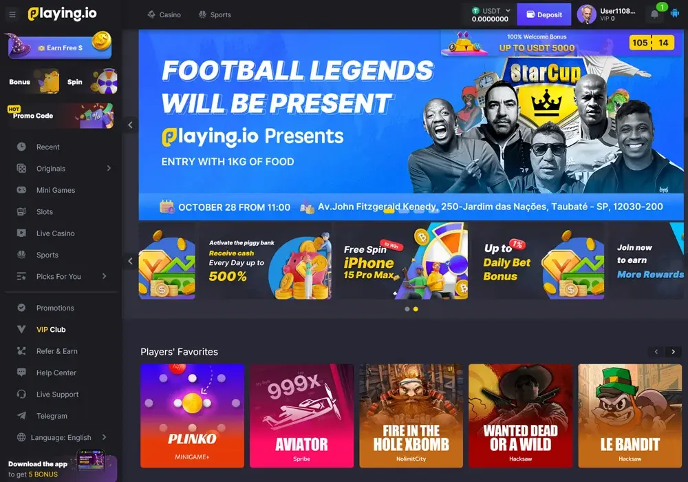 Playing.io cassino no Brasil