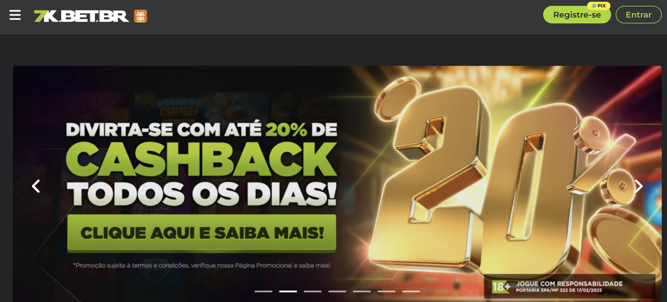 Bônus de cashback da Bet7K
