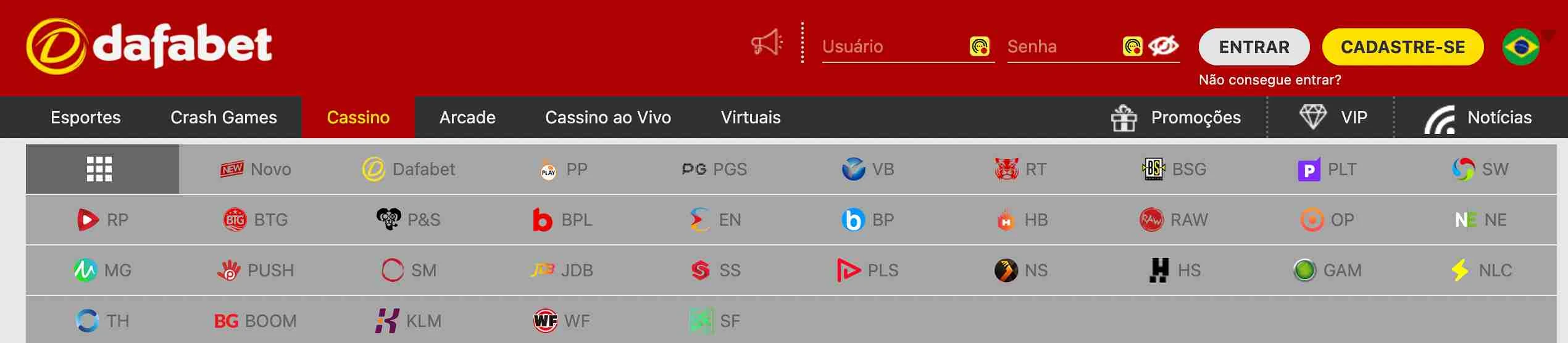 Seleção de jogos na Dafabet