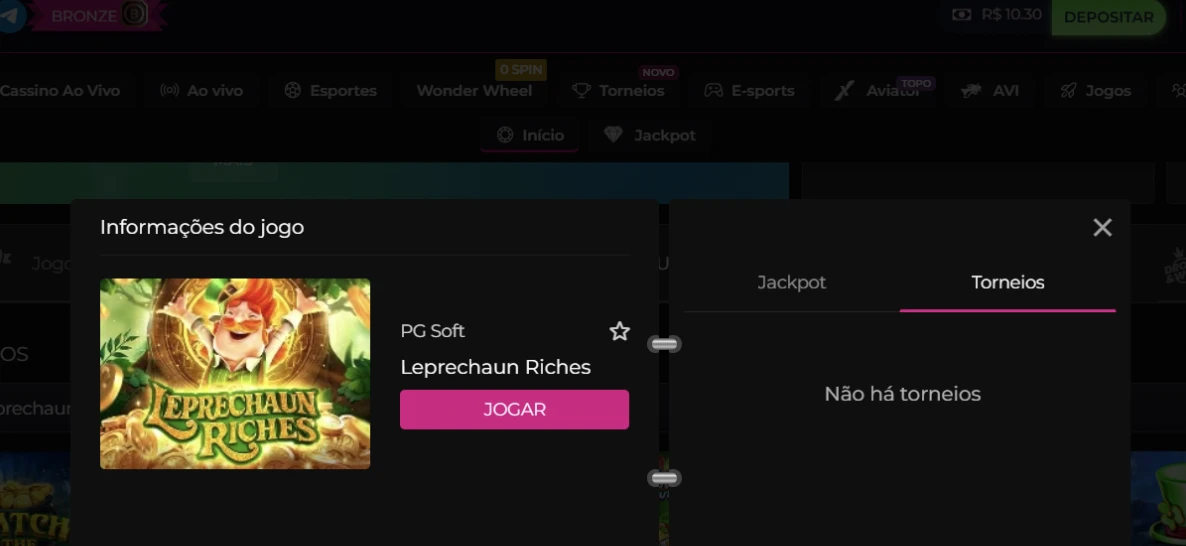 Testei como jogar Leprechaun Riches grátis 