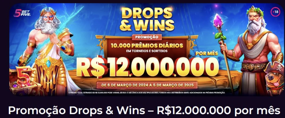 A principal oferta Betfive.io é Drop & Wins