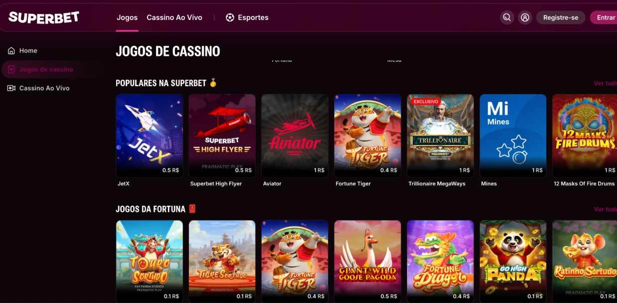 Seleção de jogos com os melhores Superbet bônus
