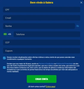 Cadastro na Galera Bet