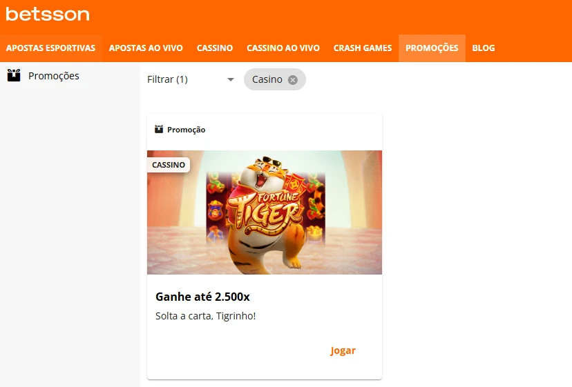 Bônus Betsson do Jogo do Tigrinho