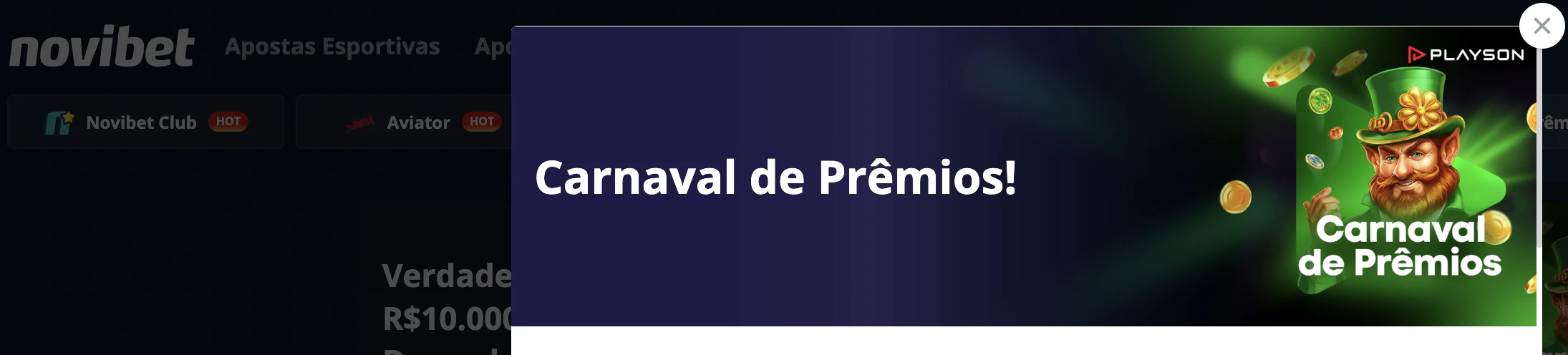 Novibet bônus Carnaval de Prêmios ativo em 2025